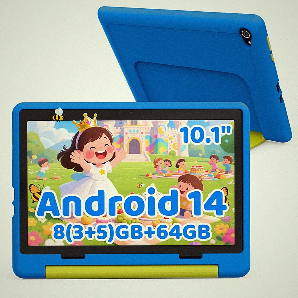 10,1 Zoll Android 14 Kinder Octa Core 8GB RAM 64GB ROM IPS LCD HD Wi-Fi Tablet