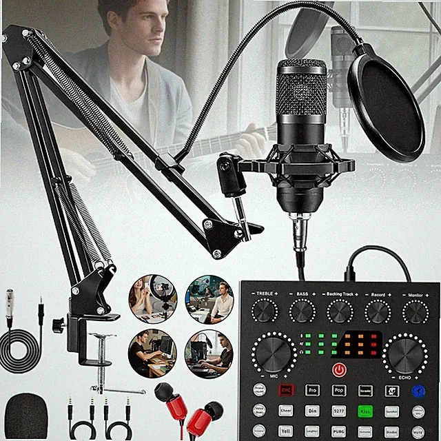10 Soundeffekte Mikrofon 4 Modi USB-Gaming-Mikrofon Stimmverzerrer fürs Singen