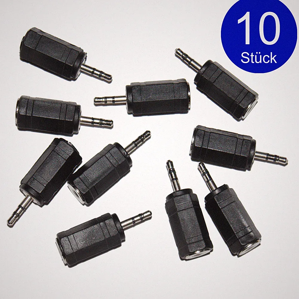 10 Stück Stereo Audio Adapter 2,5mm Klinkenstecker > 3,5mm Buchse Kopfhörer AUX