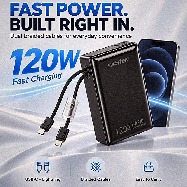 120W Powerbank 1000000mAh 120W externer Akku tragbar Handy Schnellladegerät 2USB