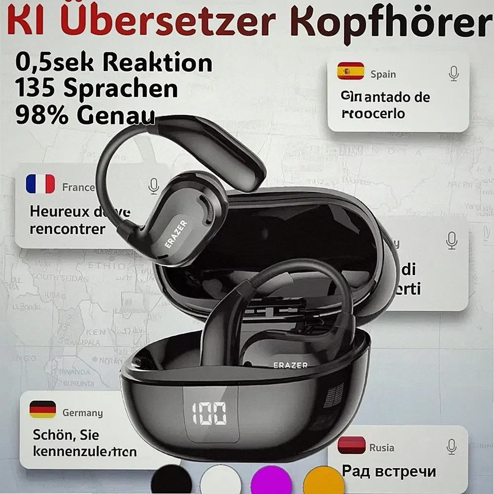 135 Sprachen AI Echtzeit Übersetzer Kopfhörer die übersetzen| mit Übersetzer