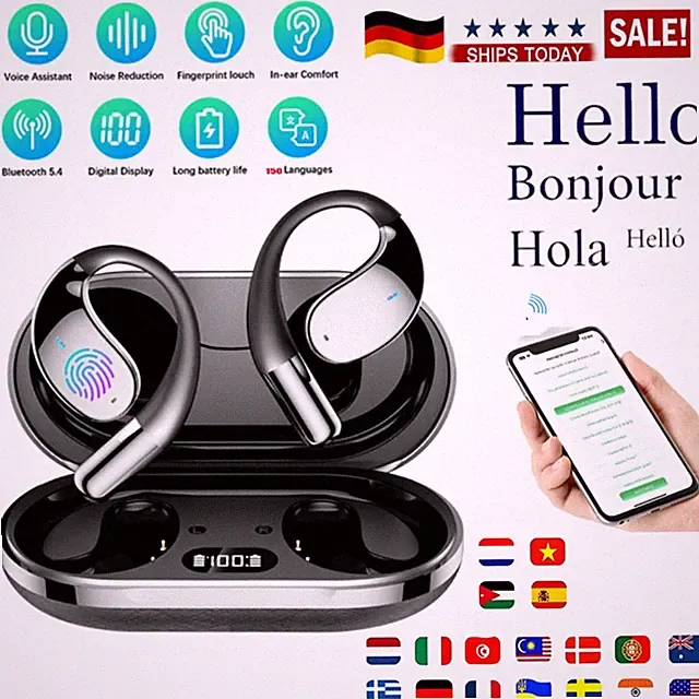 144+ Sprachen - AI-Übersetzer-Earbuds, kabellose Bluetooth 5.4-Kopfhörer für iOS