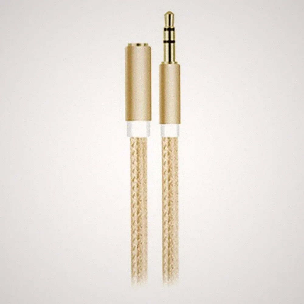 1m Stereo Kopfhörer Verlängerungskabel 3,5mm Klinke Stecker > Buchse Nylon Gold