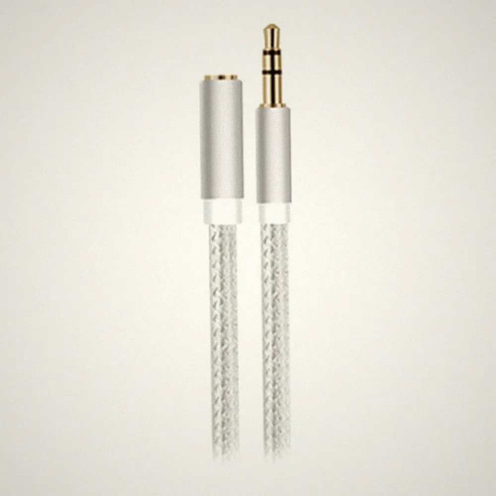1m Stereo Kopfhörer Verlängerungskabel 3,5mm Klinke Stecker Buchse Nylon Silber
