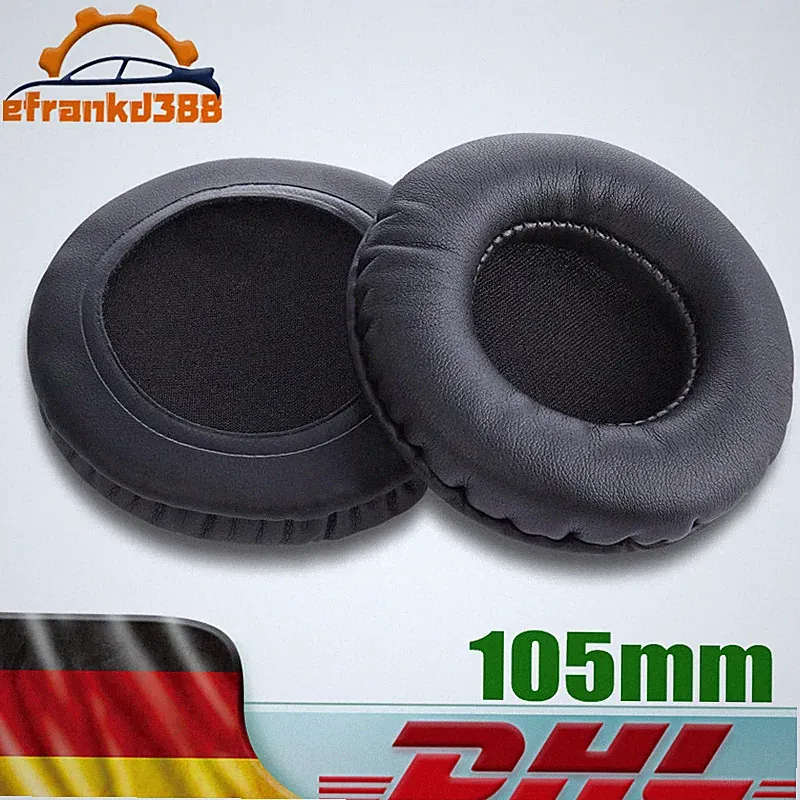 1Paar 105mm Runde Ersatz Ohrpolster aus Leder für mit Sony MDR Kopfhörer Schwarz