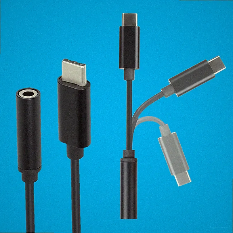 1x Schwarz USB-C Männlich auf 3,5 mm Klinke Weiblich Kopfhörer Adapter, 120 mm