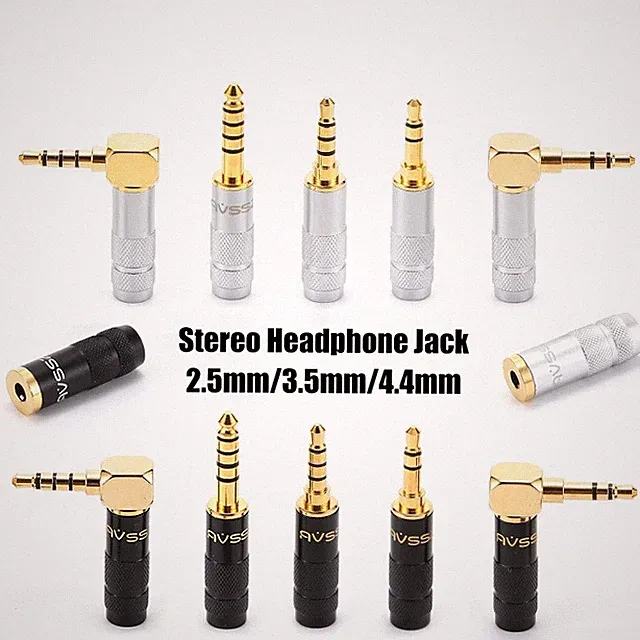 2.5/3.5/4.4mm Klinkenstecker 3/4 Abschnitte - Vergoldet für Kopfhörer Reparatur