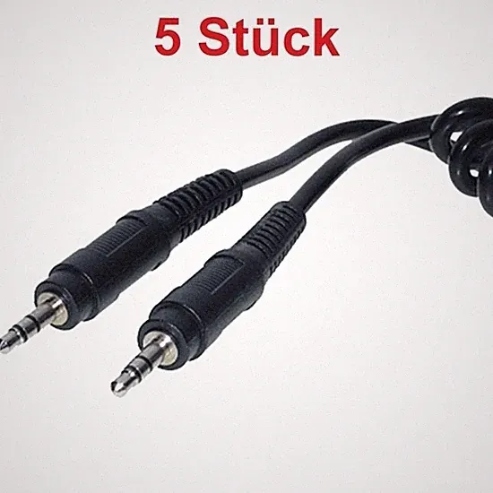 2,5m AUX Audio Stereo Klinken Kabel 3,5mm Klinke Kopfhörer Stecker mit Spirale