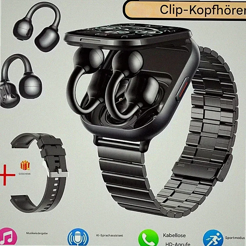 2-in-1 Revolution: Smartwatch & Clip-On Kopfhörer, Geschenk