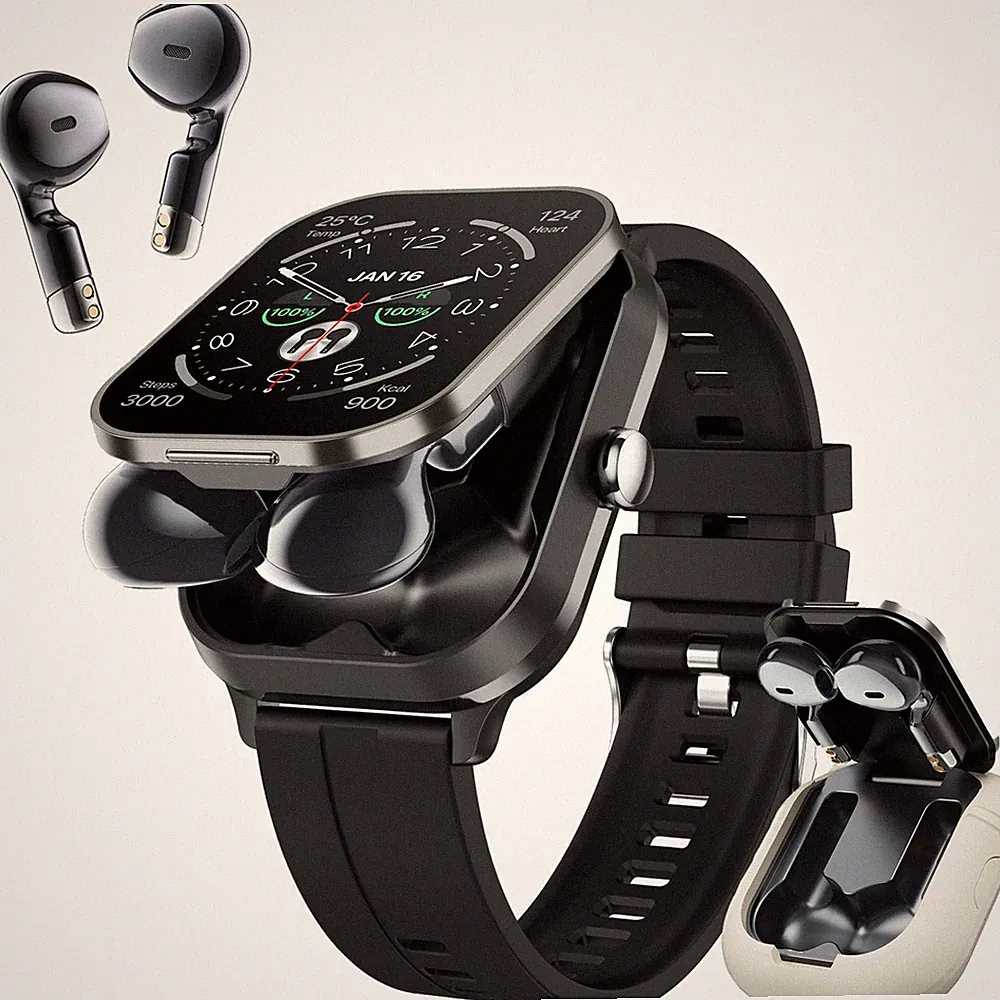 2 in 1 Smart Watch mit Kopfhörer, 2,01" HD Bildschirm Smartwatch mit Telefonf...