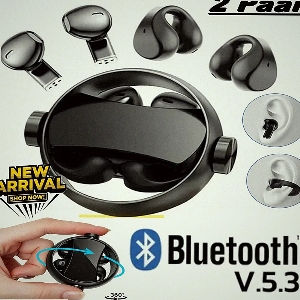2 Paar Bluetooth Ohrclip Kopfhörer Knochenschall Sport Headset Bone Conduction