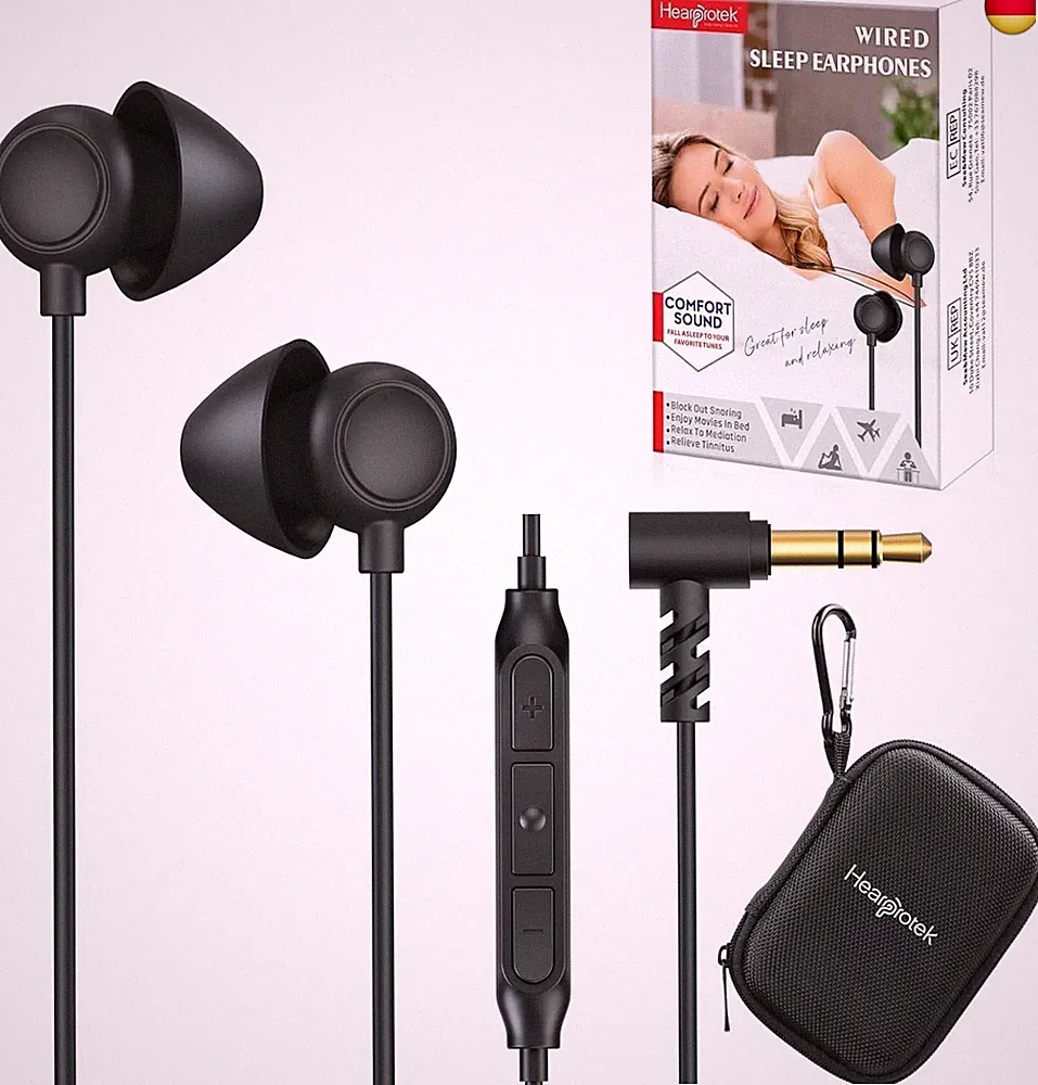 2 Paar Schlaf Ohrhörer, Weicher bequemer In-Ear-Kopfhörer mit Mikrofon,Low-Profi