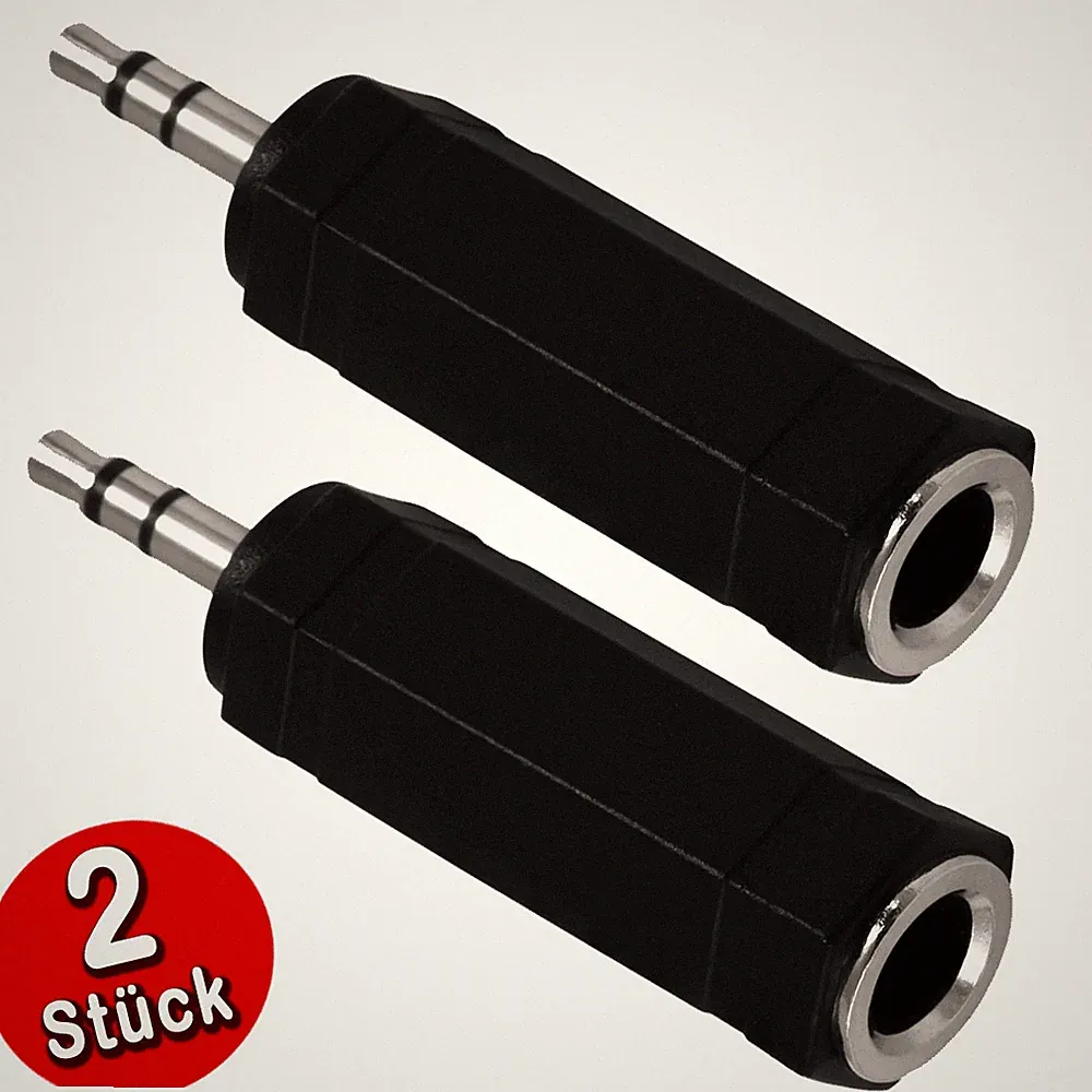 2 x Klinke Adapter - 3.5mm auf 6.35 mm Stereo, Kopfhörer kleine auf große Klinke