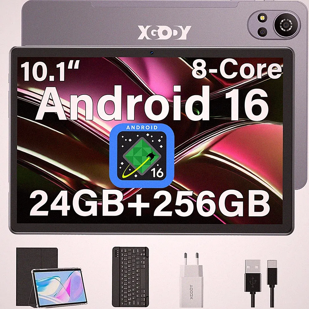 2026 Neu Tablet Computer Android 16 24GB RAM+256GB 8000mAh 10.1 Zoll 4G LTE 2SIM