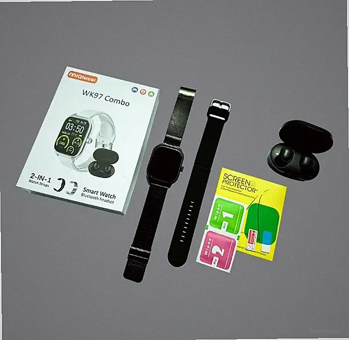 2026 Smartwatch großer Bildschirm, 2 Armbänder sw. Silekon/Metall, mit Kopfhörer