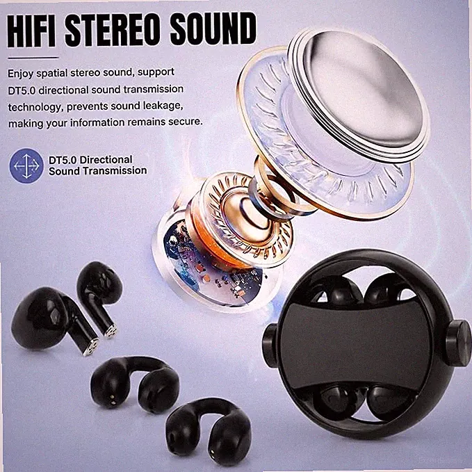 2Typ 360° TWS Bluetooth Kopfhörer 4in1 Headset Kabellos Edelstahl für Alle Handy