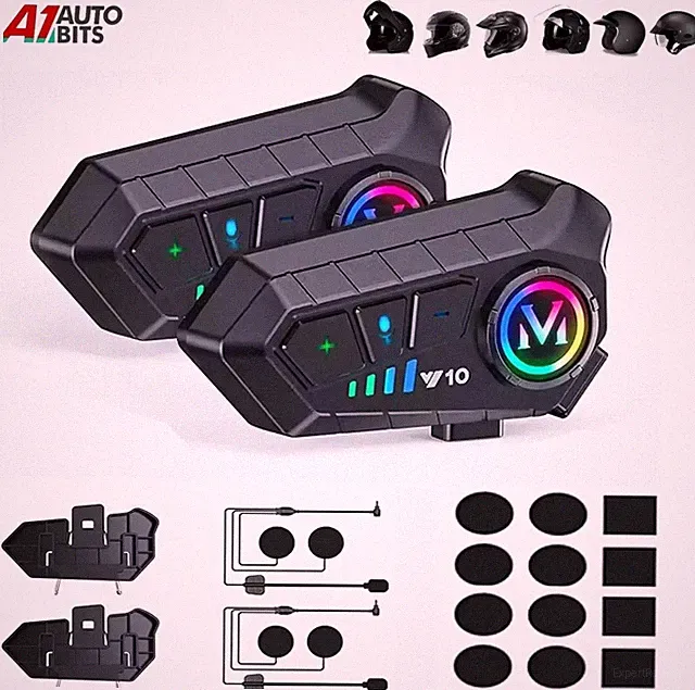 2X Bluetooth Motorrad Helm Interkom Kabellos Motorrad Wasserdicht Kopfhörer