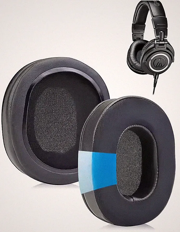 2x Ersatz OHRPOLSTER für AUDIO-TECHNICA M50x M40x M30x Schwarz Kopfhörer