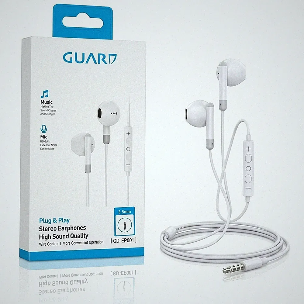 3,5 mm In-Ear-Kopfhörer, Stereo-Headset mit Mikrofon, Fernbedienung, Weiß