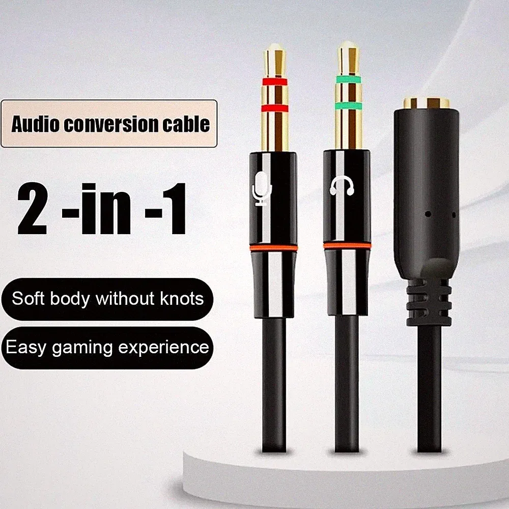 3,5mm Audio Y-Splitter Kopfhörer Mikrofon Adapter 2x Klinke PC Laptop