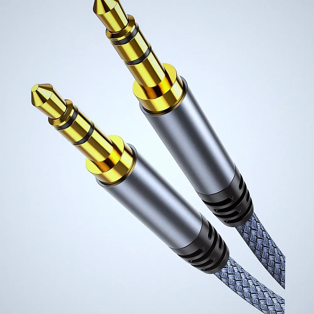 3,5mm Aux Kabel, 2M, Stereo, geflochten, vergoldet, für Kopfhörer, Auto, Handy