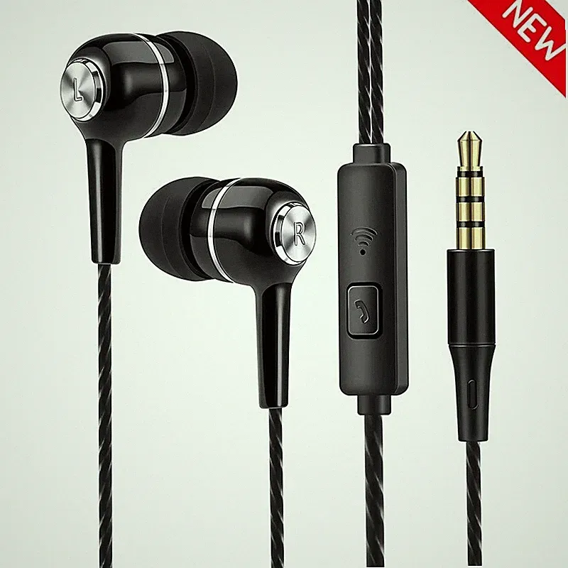 3,5mm In-Ear Kopfhörer Kabel HiFi Bass Mikrofon Gaming Stereo Headset