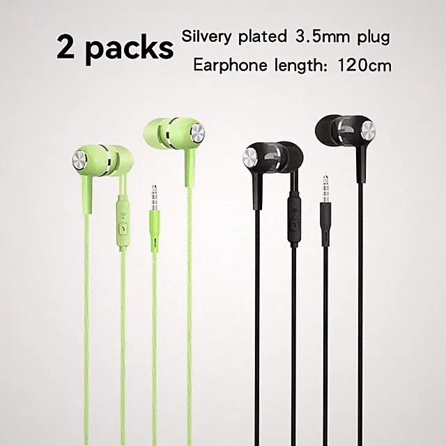 3,5mm In-Ear Kopfhörer mit Mikrofon Bass HiFi Stereo Sport Headset 2 Stk