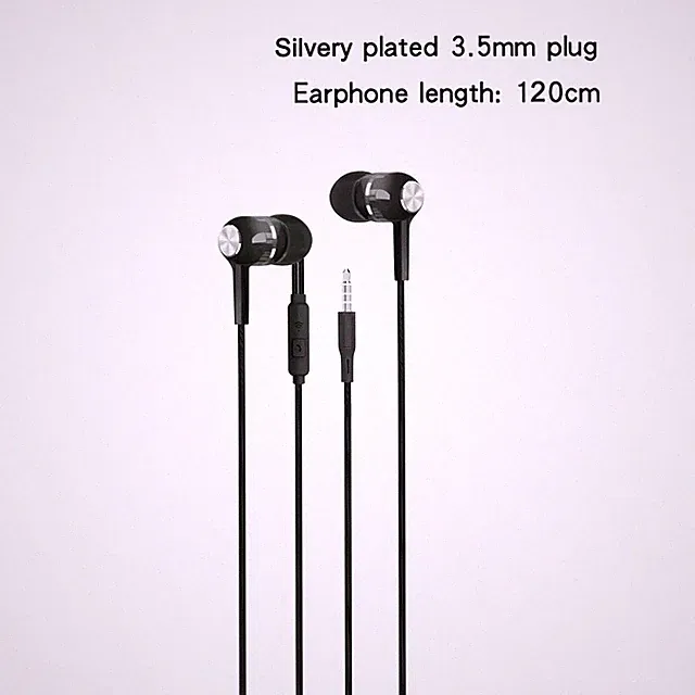 3,5mm In-Ear Kopfhörer mit Mikrofon HiFi Stereo Bass Kabel Headset Schwarz