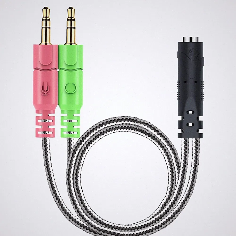 3,5mm Klinke Adapter Y Splitter Kabel für Headset PC PS4 Mikrofon Kopfhörer