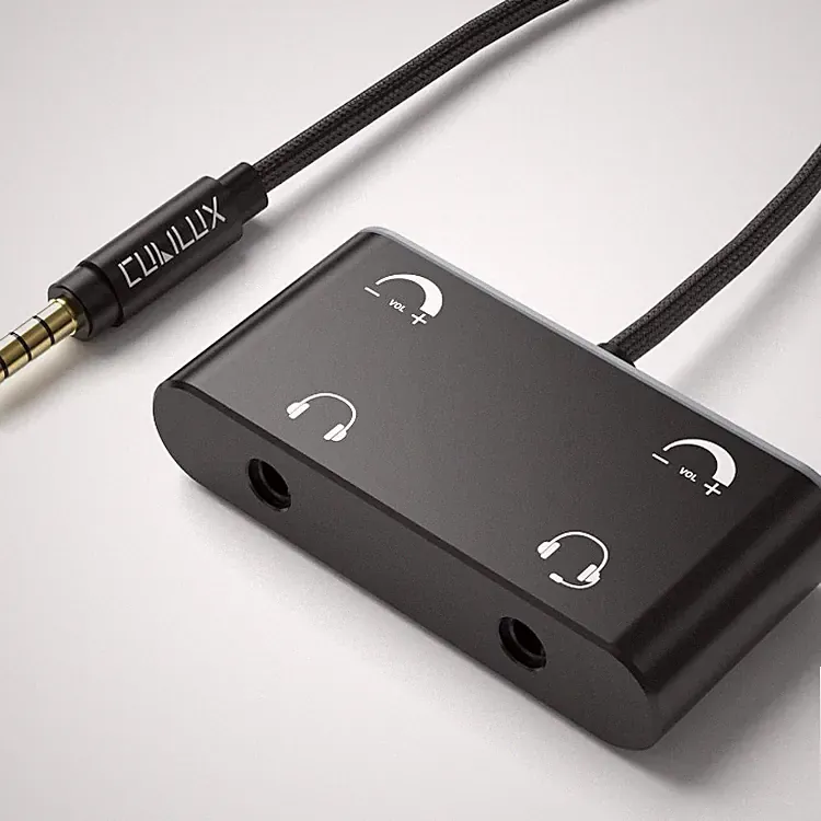 3,5mm Kopfhoerer Splitter mit 2 Lautstaerkeregler Audio Splitter Y Kabel Klinke