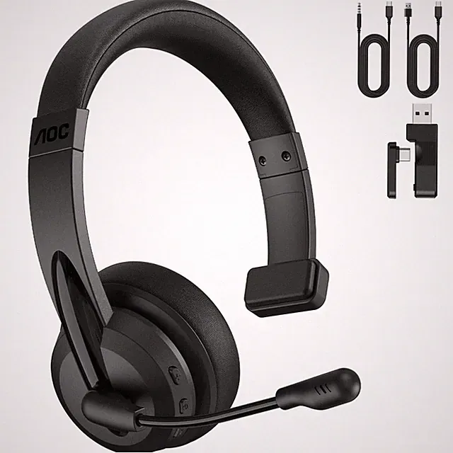 3-in-1 Bluetooth Headset mit Mikrofon Mono Headset Kabellos 2.4G Dongle