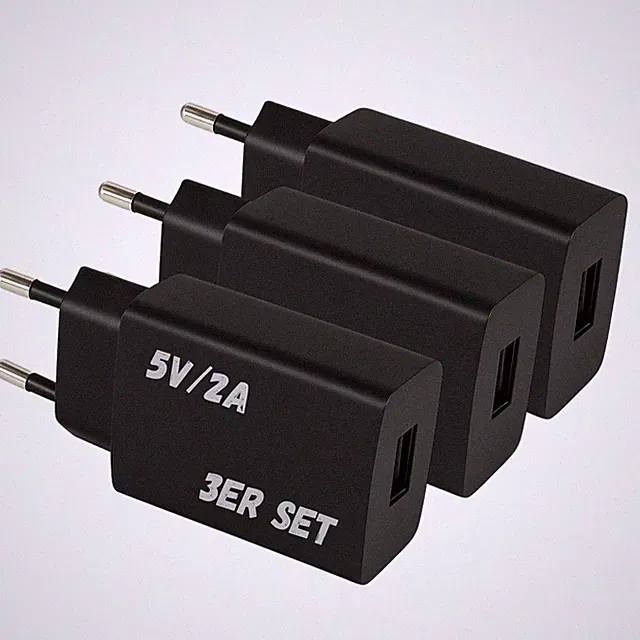 3 Stück USB Netzteil Netzgerät Ladegerät 2A 5V 10W Steckernetzteil USB-A Buchse