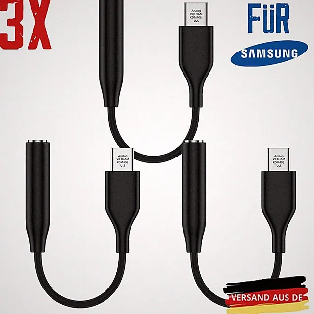 3X USB Typ C auf zu Aux 3,5mm Klinke Kopfhörer Audio Adapter für Handy Samsung