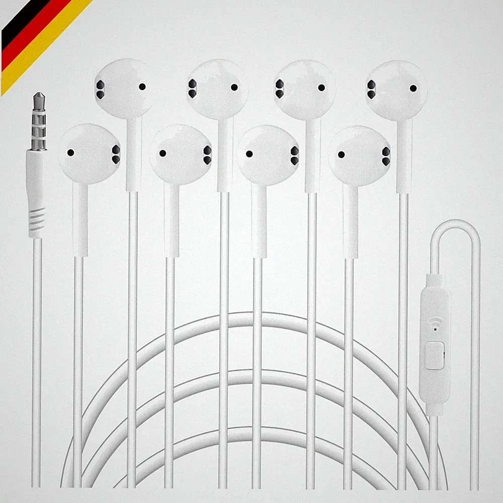 4 Paar In-Ear Kopfhörer mit Magnet, Mikrofon, Lautstärkeregler 3,5mm