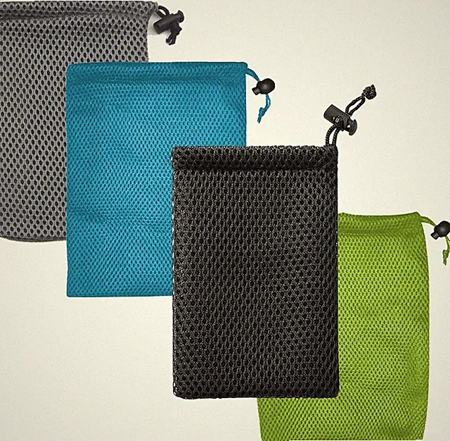 4 Stück Beutel Klein Kordelzug Netzbeutel, Dicke Nylon Mesh Tasche 10x15cm Mesh