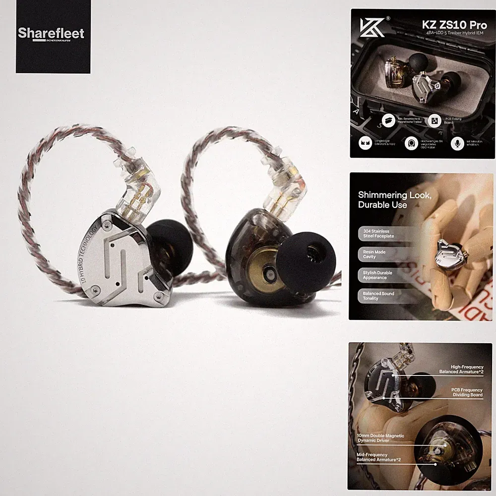 4BA+1DD 5 Treiber In-Ear-Monitor, HiFi Kabelgebundene Ohrhörer, Gaming-Kopfhö...
