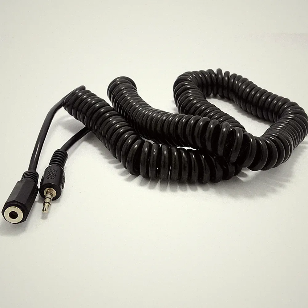 5m Spiral 3.5mm Stereo Stecker Zu Buchse Kopfhörer Verlängerungskabel (3 Stange)