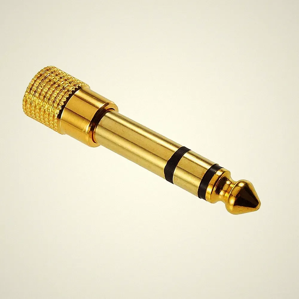 6,3mm Stereo Klinke Stecker auf 3,5mm Stereo Klinkenbuchse GOLD Kopfhörer #02