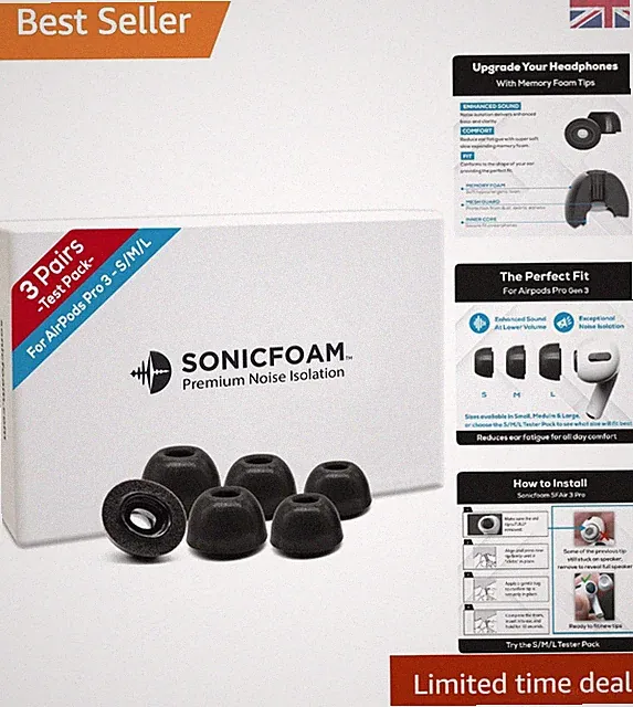 6er-Pack SFAir-3-Pro Memory Foam Ohrhörer Stöpsel für AirPods Pro - Maßgeschneidert S/M/L