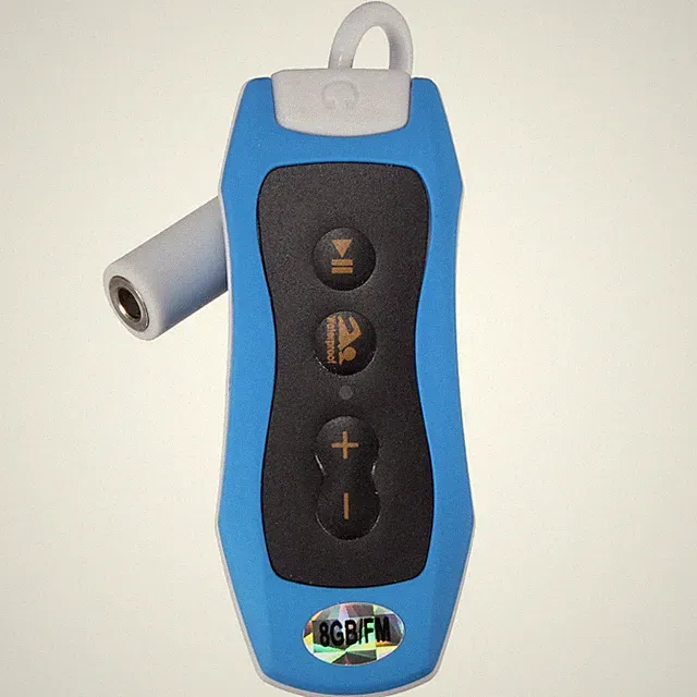8GB MP3-Player Schwimmen Tauchen Spa FM Radio + blaue wasserdichte Kopfhoer7300