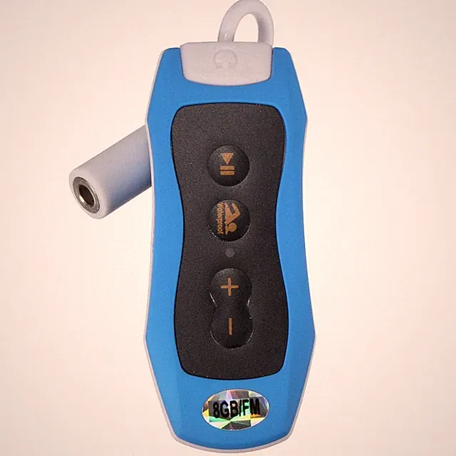 8GB MP3-Player Schwimmen Tauchen Spa FM Radio + blaue wasserdichte Kopfhoer7607