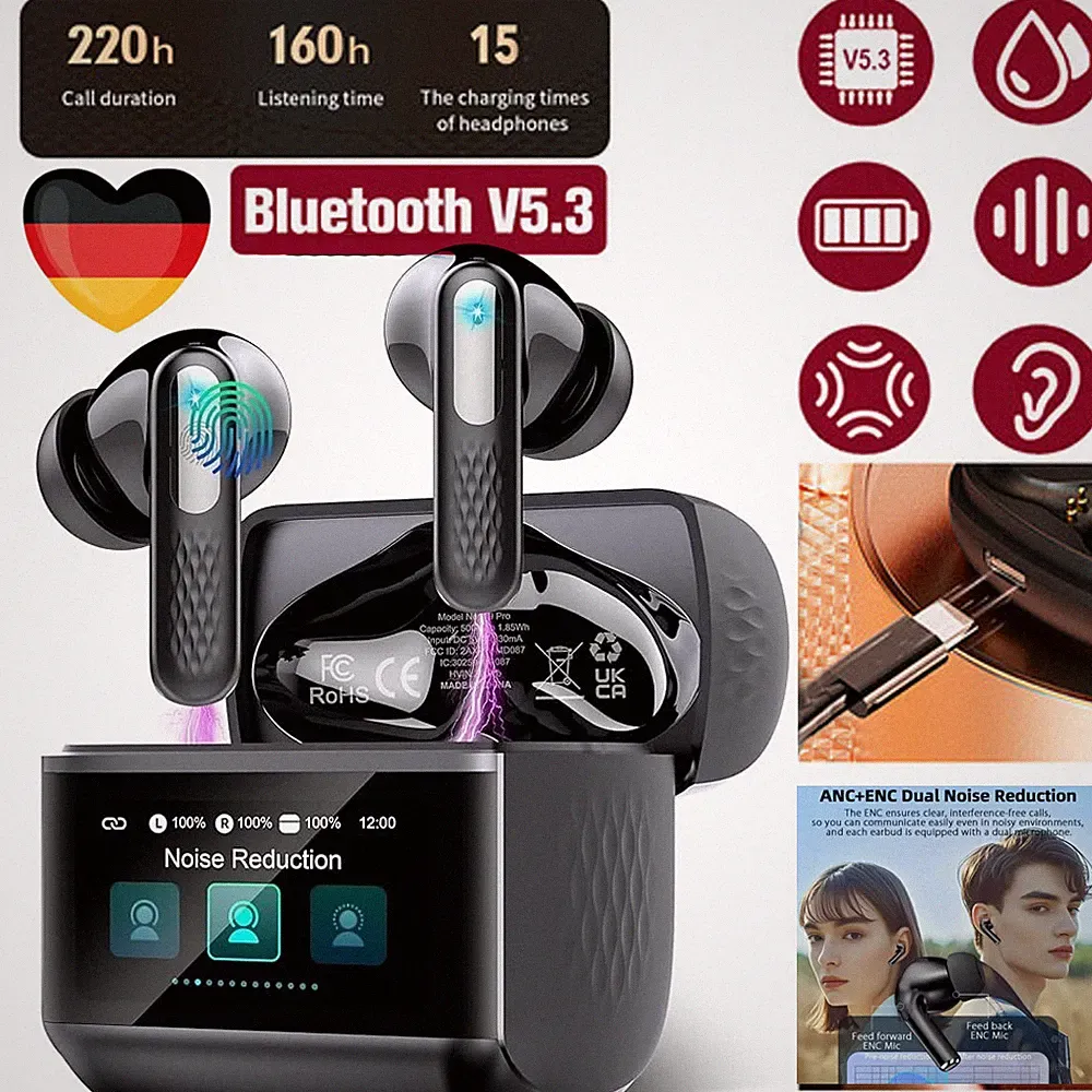 A9 In Ear Bluetooth Kopfhörer mit Bildschirm Lärmreduzierung Kabellos Kopfhörer