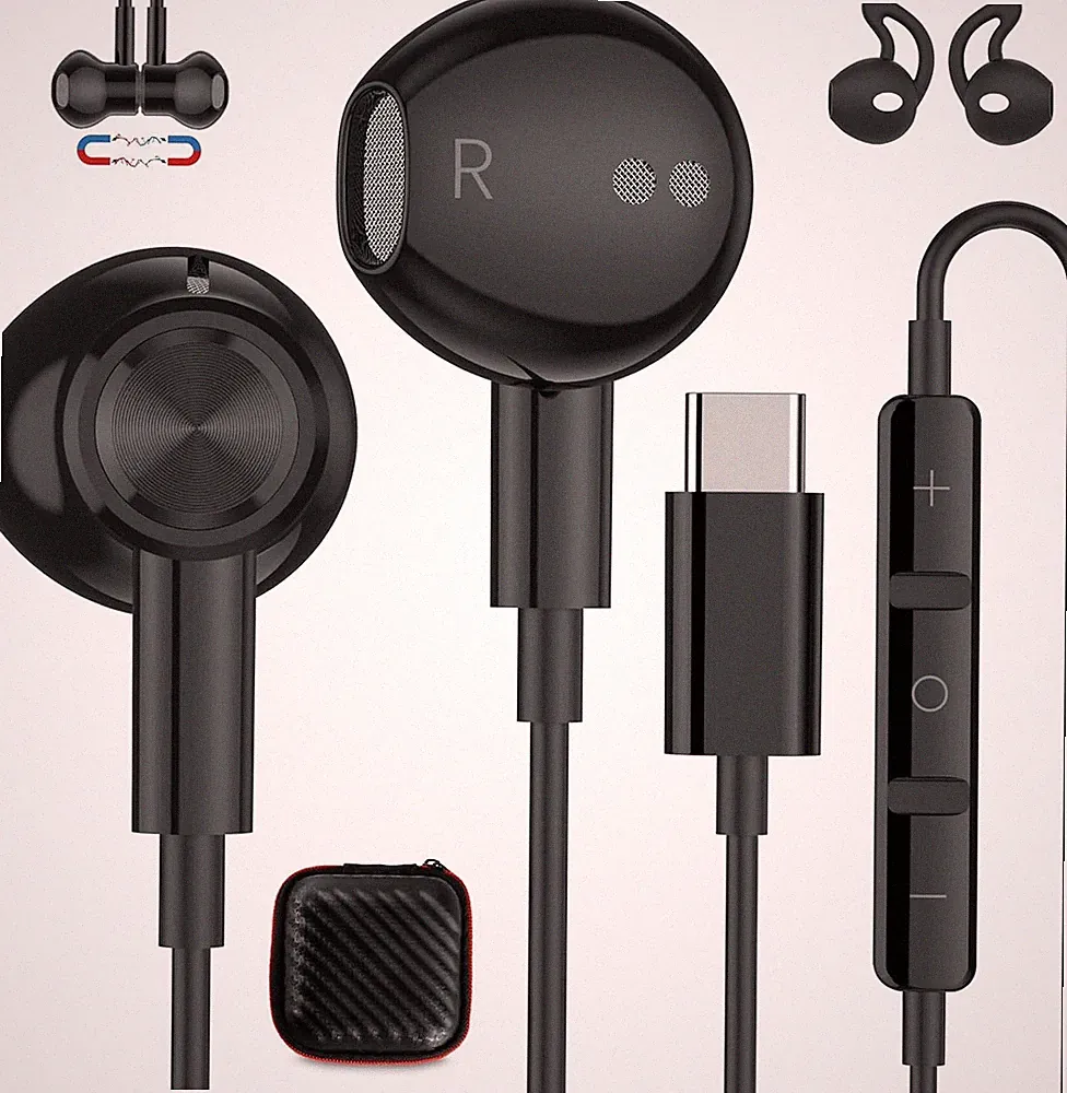 ACAGET USB C Kopfhörer mit Kabel Magnetische Stereo für Redmi Note 15 Pro+ | O