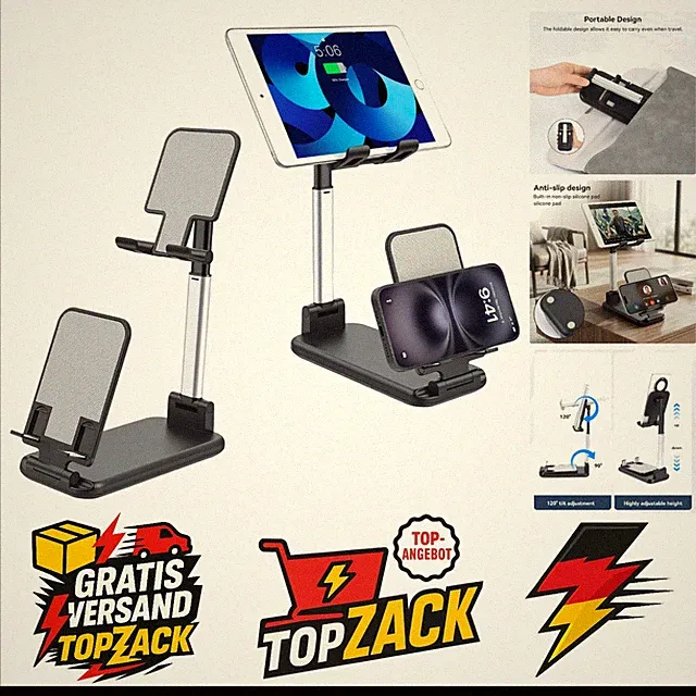 Aceyoon Dual Handyhalterung Faltbar Verstellbar Für iPhone Galaxy Tablets