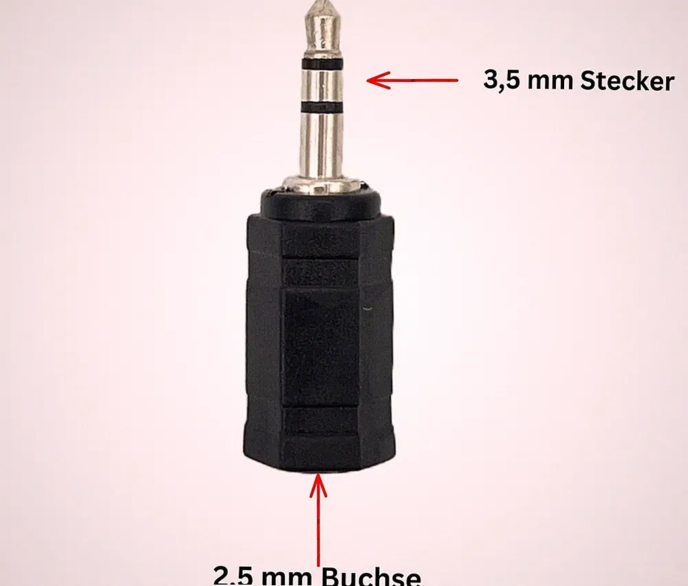 Adapter Headset Kopfhörer Audio 3,5mm Klinke Stecker auf 2,5mm Klinke Buchse