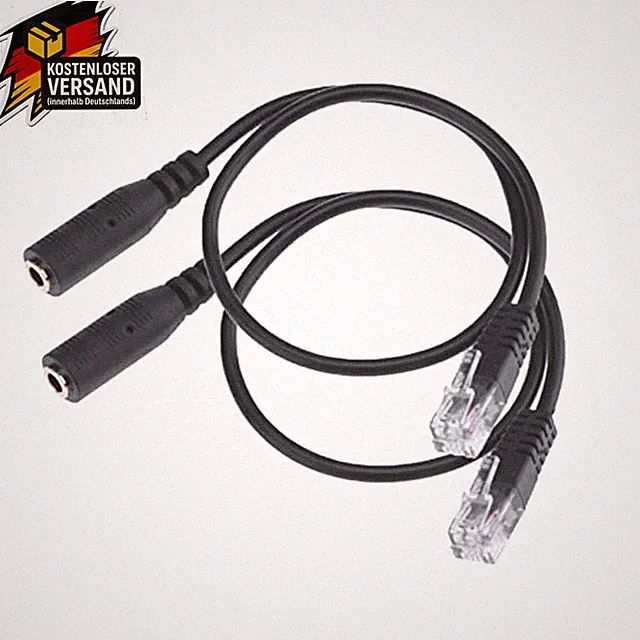 Adapterkabel RJ9 auf 3,5 mm Kopfhörer für Telefone und Headsets 2er-Pack