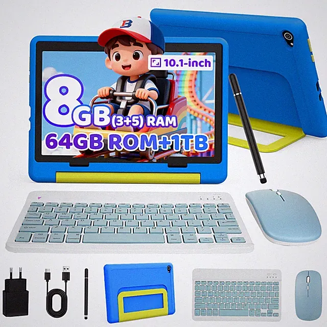 AEEZO 10 Zoll Android 15 Kinder Octa Core 8GB+64GB Tablet IPS HD LCD Wi-Fi 6G