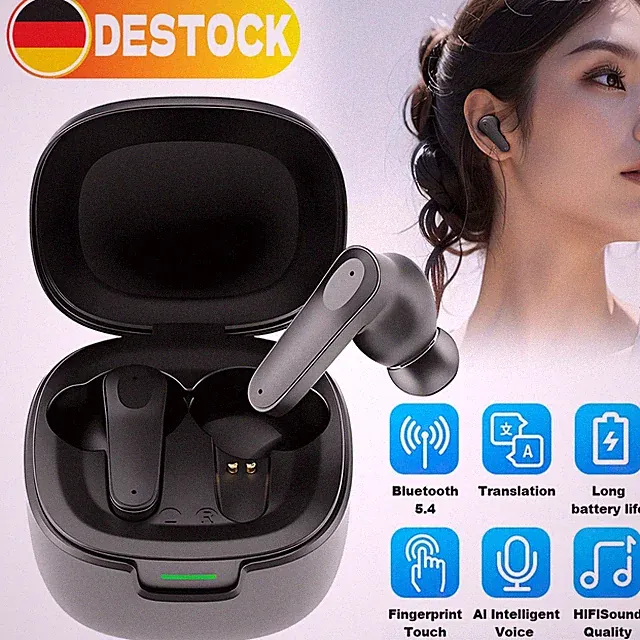 AI Übersetzer Kopfhörer Bluetooth Echtzeit Übersetzer Ohrhörer mit 144 Sprachen/