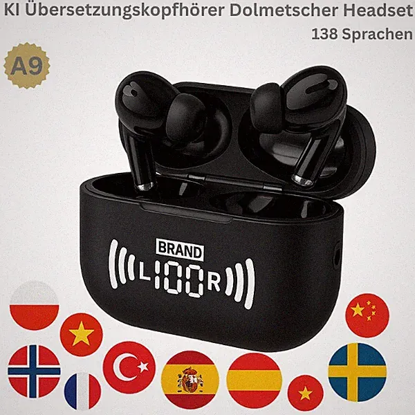 AI Übersetzer Kopfhörer Bluetooth Sprachübersetzer 138 Sprachen Echtzeit App A9