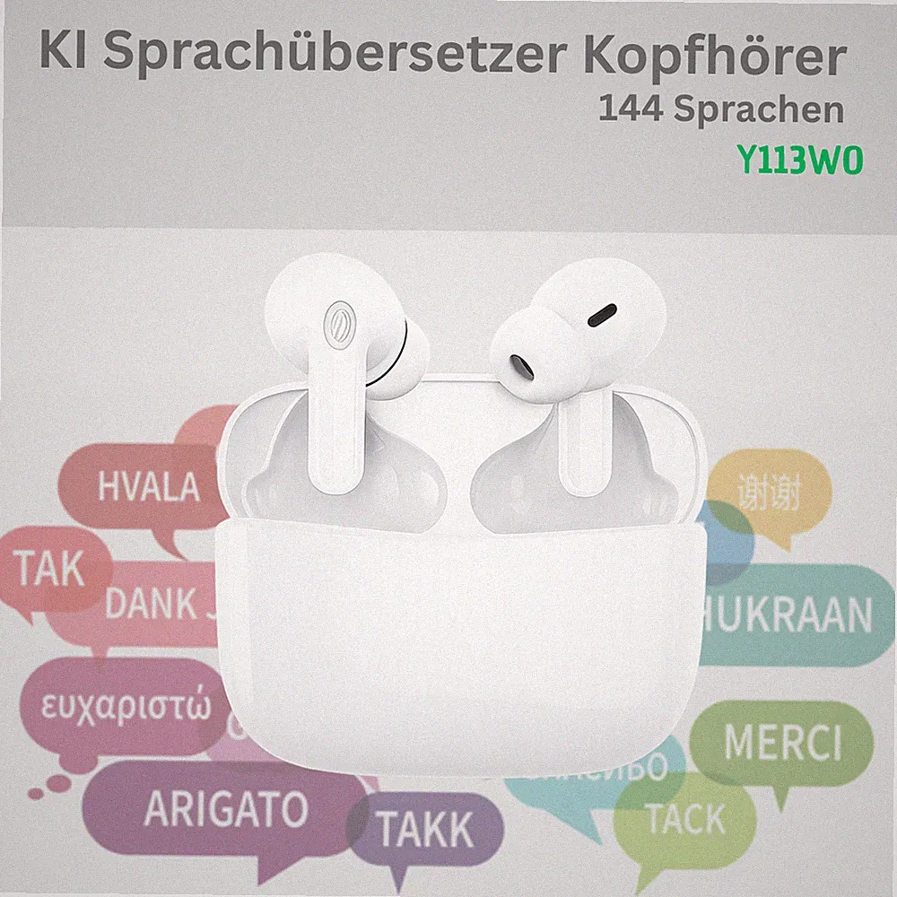 AI Übersetzer Kopfhörer Bluetooth Sprachübersetzer 144 Sprachen Echtzeit App Y13